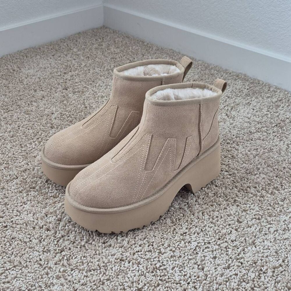 UGG CLASSIC ULTRA MINI HEIGHTS HICKORY PLATFORM BOOTS SIZE 10